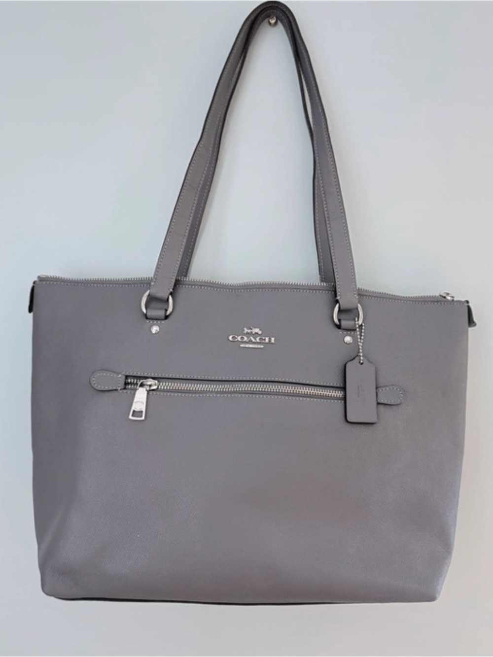 Coach Gray Leather Zip-Front Tote